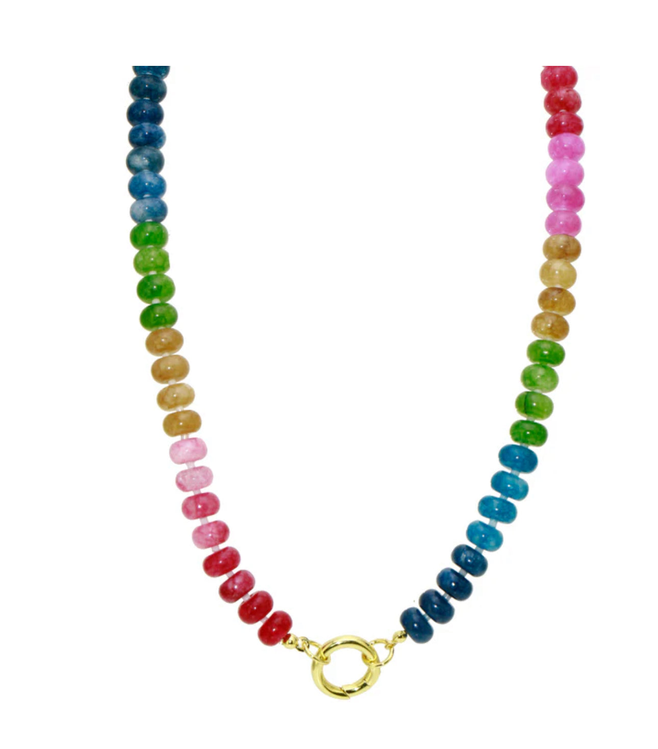 Stone Beaded Push Clasp Necklace