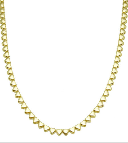 Solid Heart Tennis Necklace