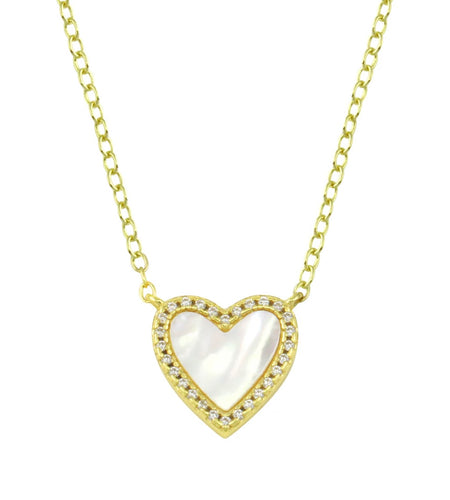 Pave stone heart necklace