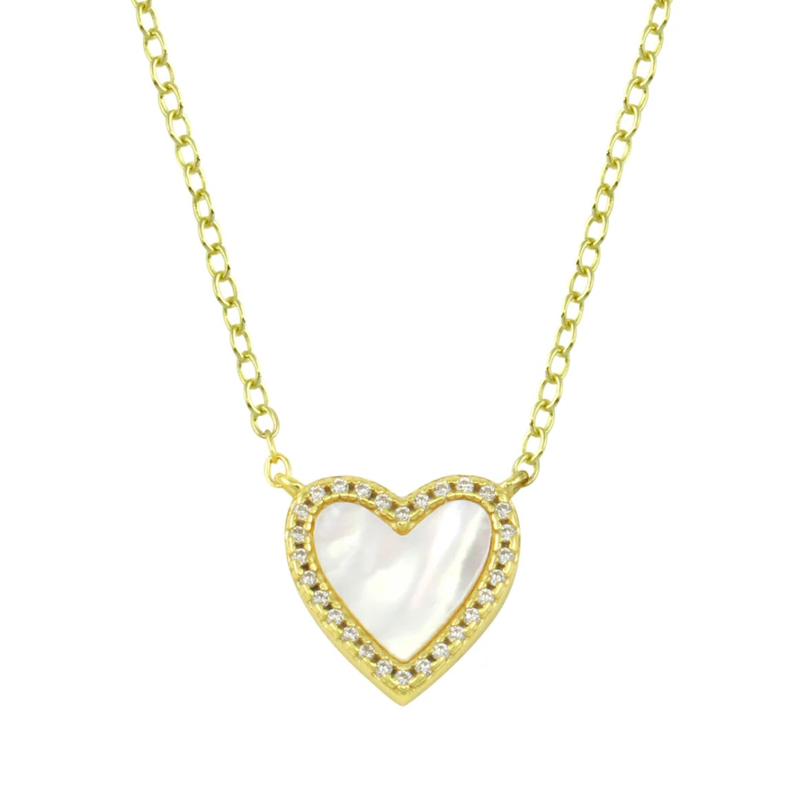 Pave stone heart necklace