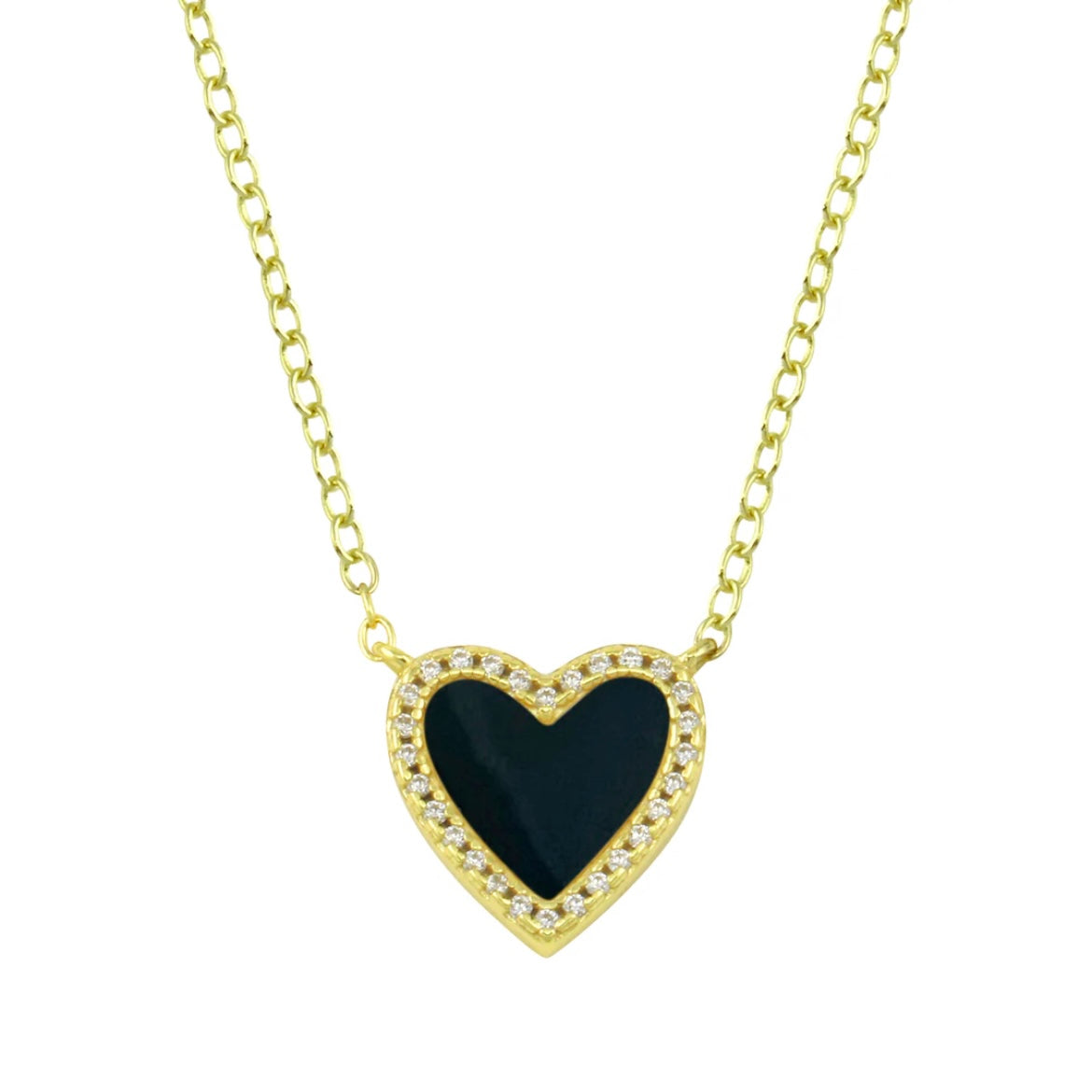 Pave stone heart necklace