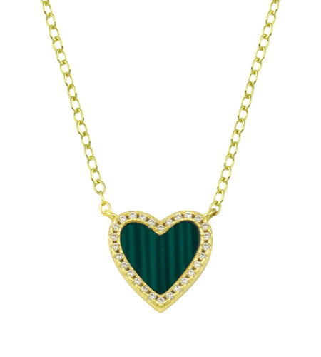 Pave stone heart necklace