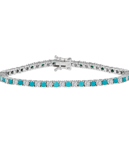 Mixed turquoise-Cz tennis Bracelet