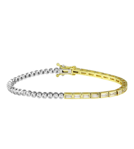 Half two tone bezel tennis bracelet