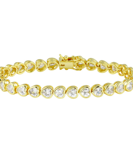 Bezel Heart Tennis Bracelet