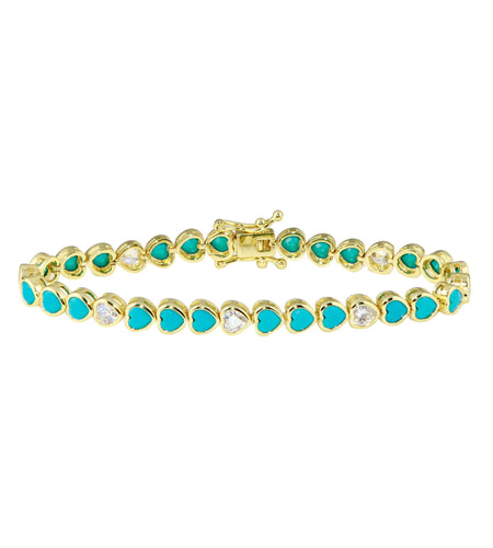 Bezel Heart Turquoise Tennis Bracelet