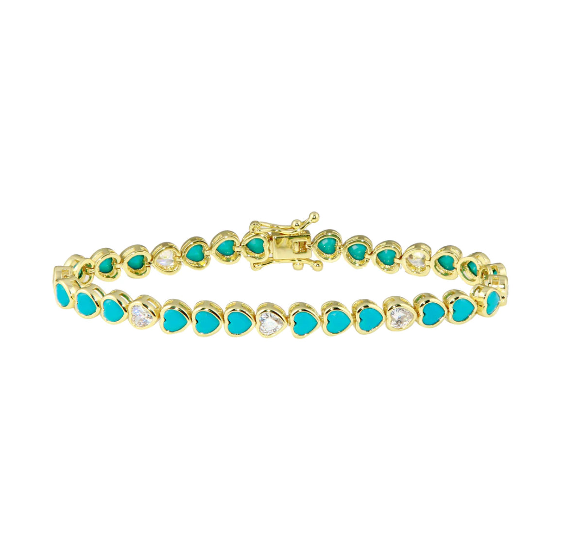 Bezel Heart Turquoise Tennis Bracelet