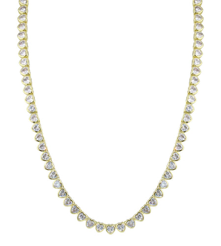 Bezel Heart Tennis Necklace