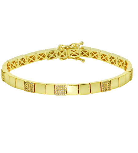 Pave & Solid Square Tennis Bracelet