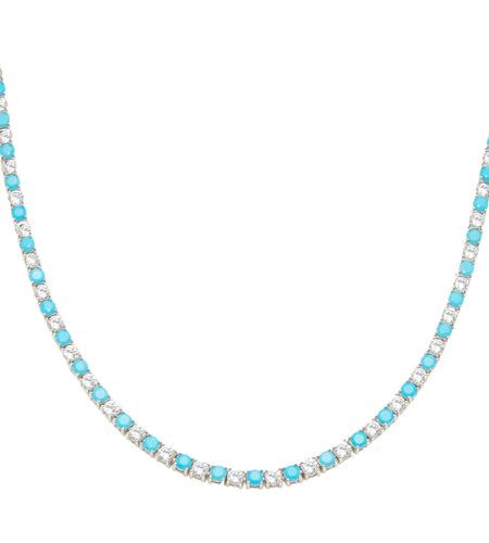 Turquoise Diamond Tennis Necklace