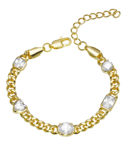 Multi Shape Cuban Chain Bracelet