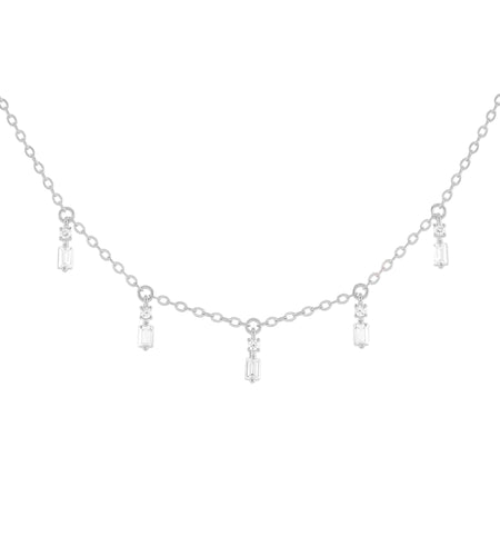 Baguette Point Dangle Choker White