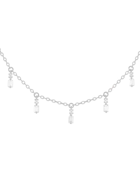 Baguette Point Dangle Choker White