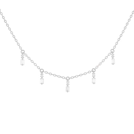 Baguette Point Dangle Choker White