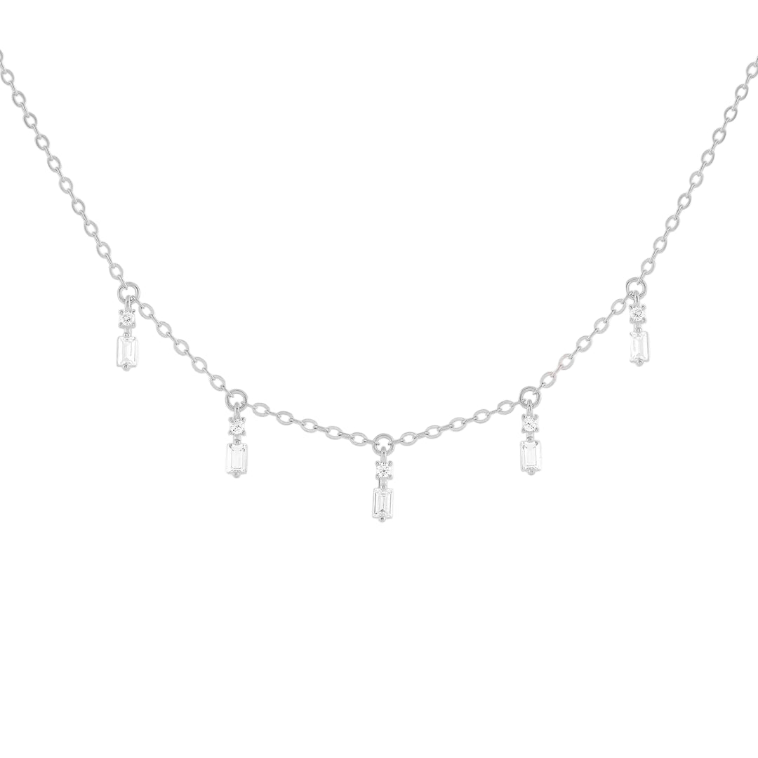 Baguette Point Dangle Choker White