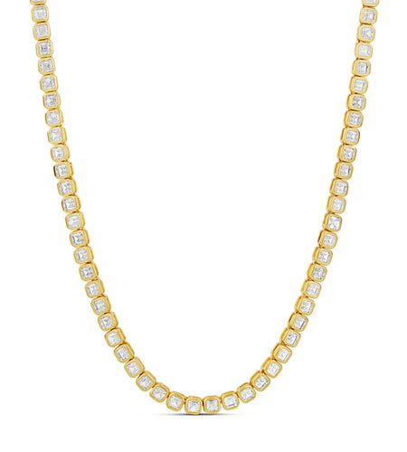Bezel Square Tennis Necklace