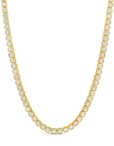 Bezel Square Tennis Necklace