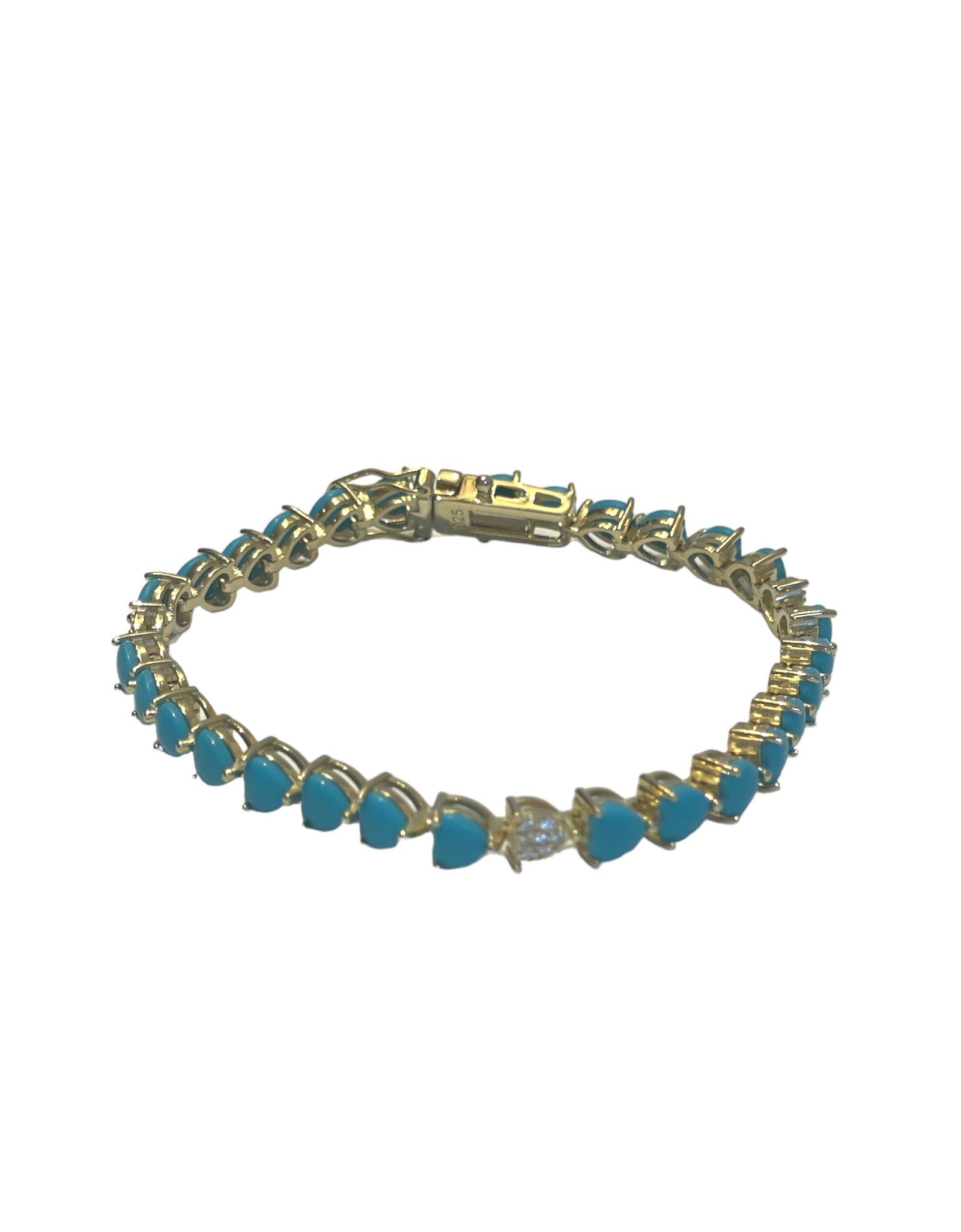 Hearts turquoise Cz Tennis Bracelet