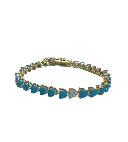 Hearts turquoise Cz Tennis Bracelet