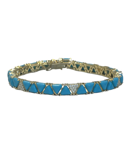 Triangle turquoise Cz Tennis Bracelet