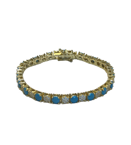 Mixed  turquoise Cz Tennis Bracelet