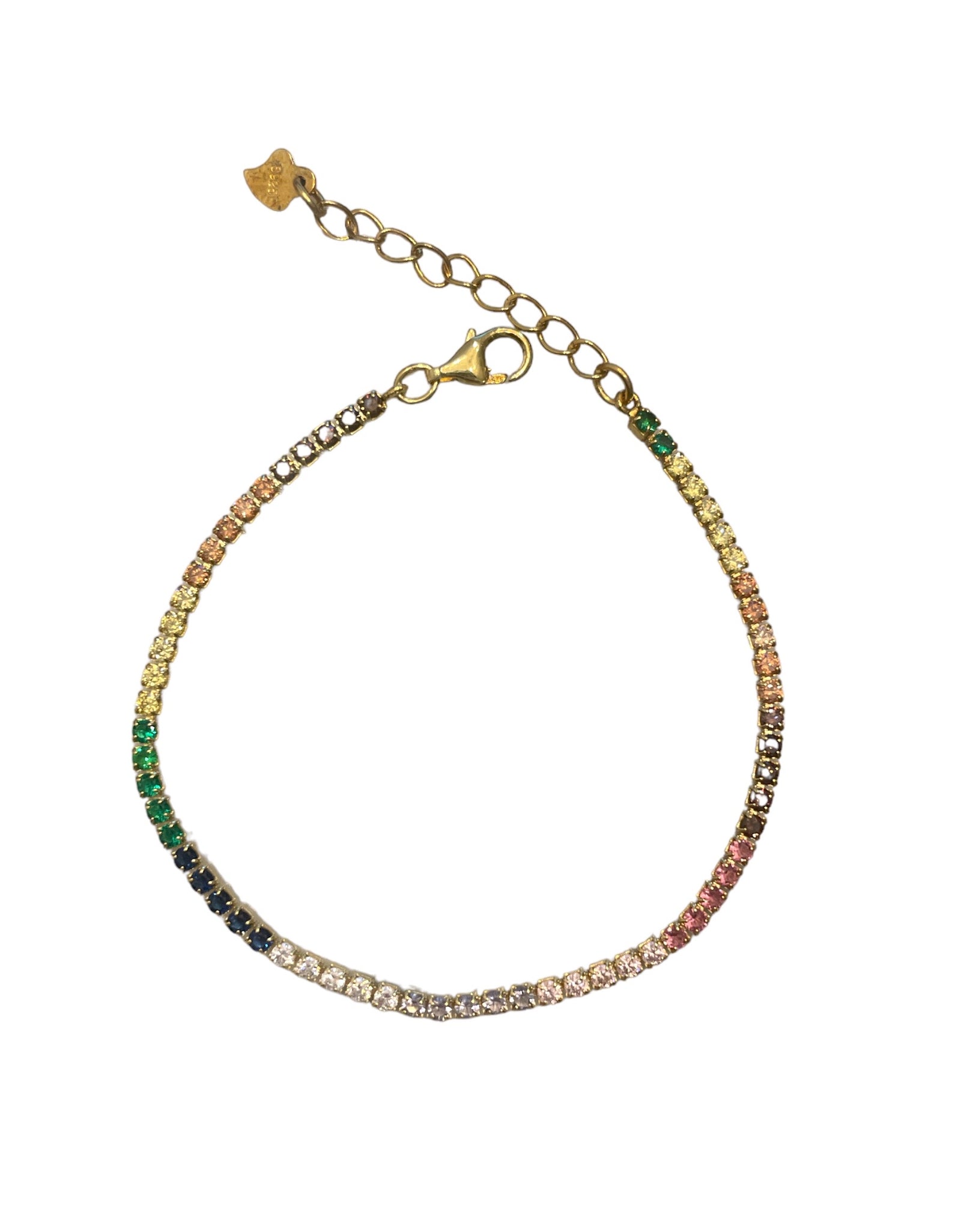 Thin rainbow tennis bracelet