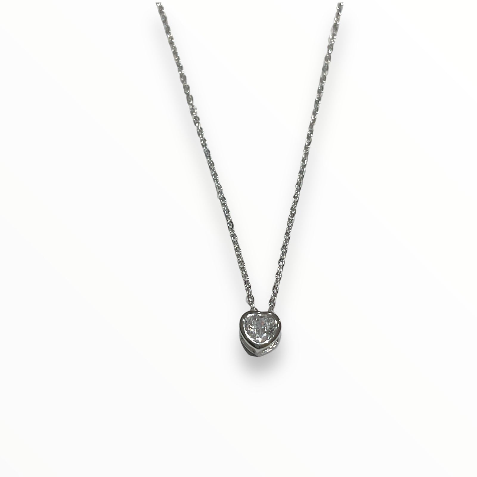 Bezel Heart Cz necklace