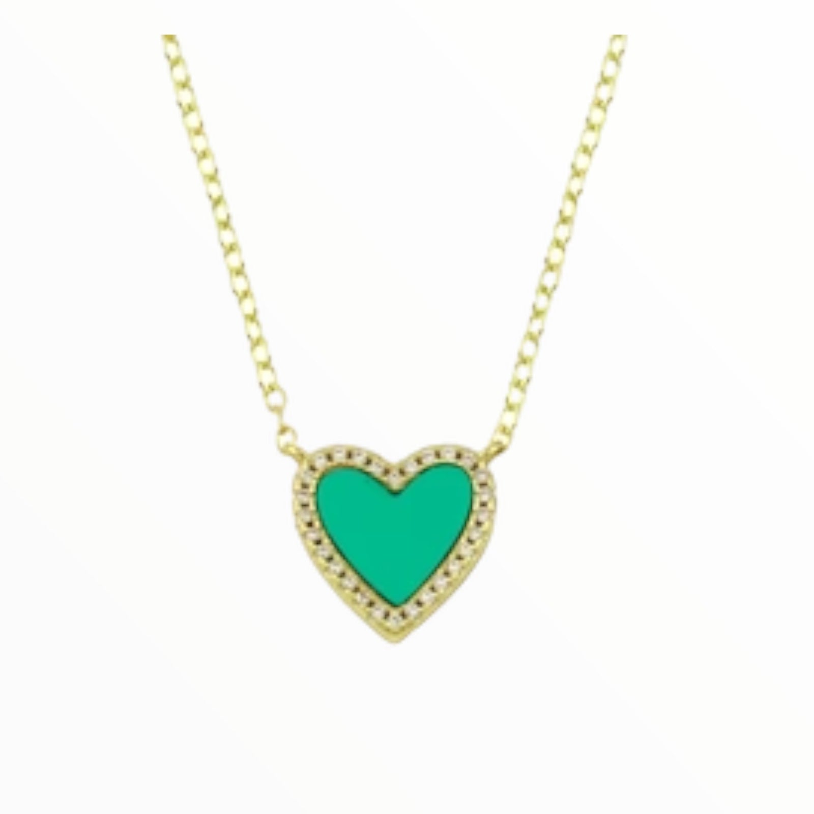 Pave stone heart necklace