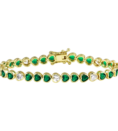 Bezel Heart Color Tennis Bracelet