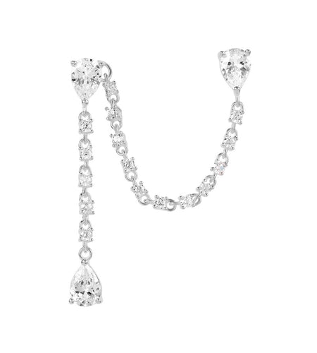 Elegance Teardrop CZ Double Piercing