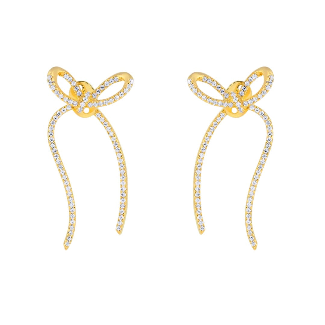 Bow Pave Ear Jacket Earring
