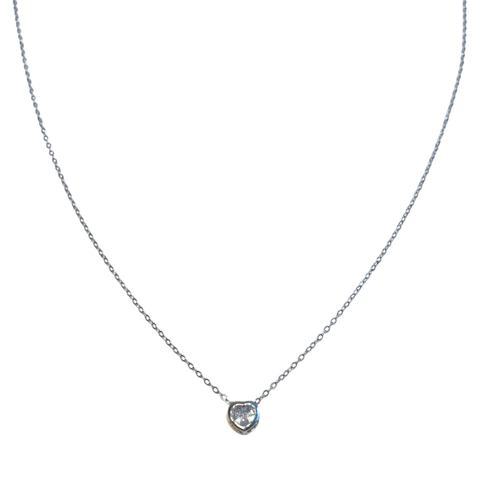 Bezel Heart Cz necklace