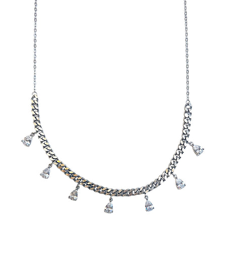 Floating cz cuban necklace