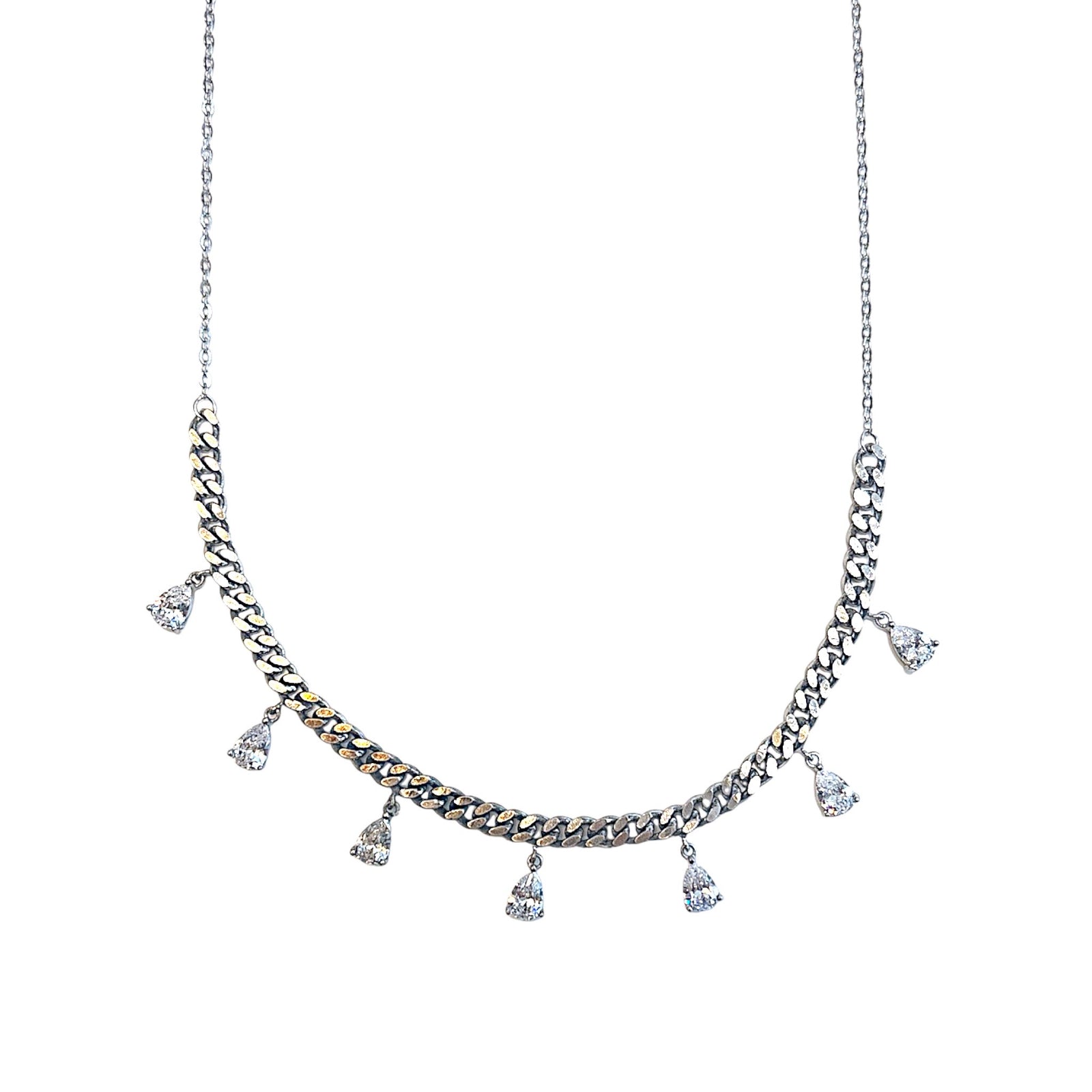 Floating cz cuban necklace