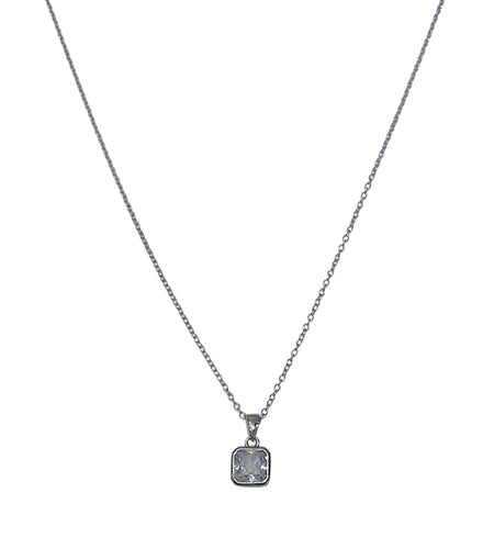 Square Shape bezel Cz Necklace