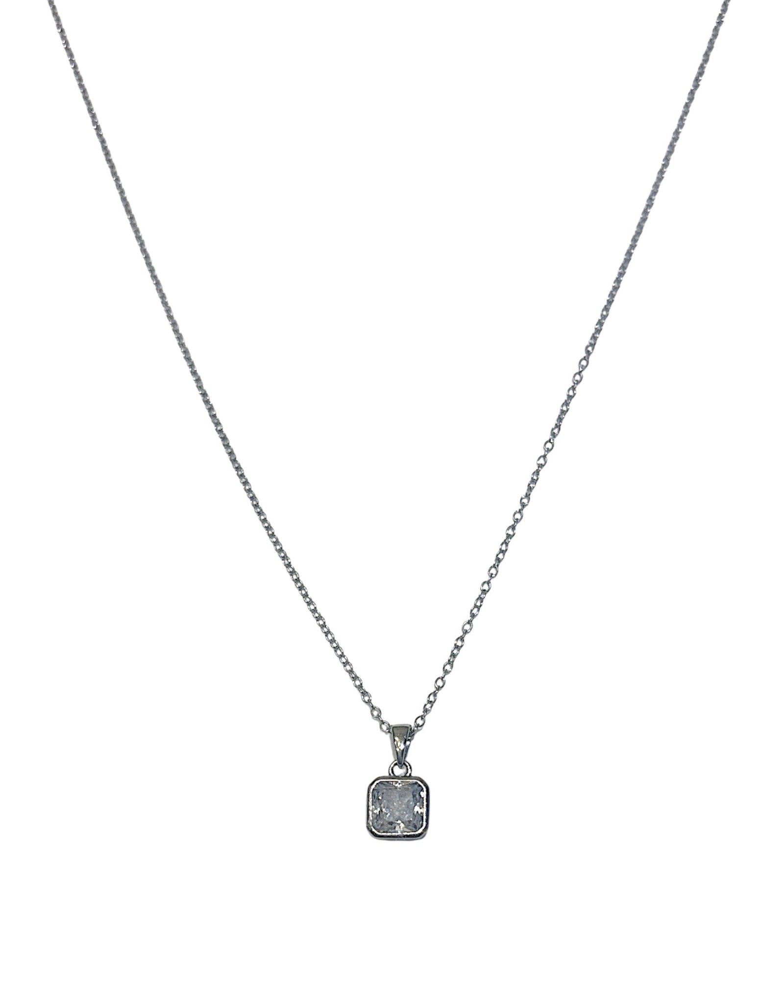 Square Shape bezel Cz Necklace