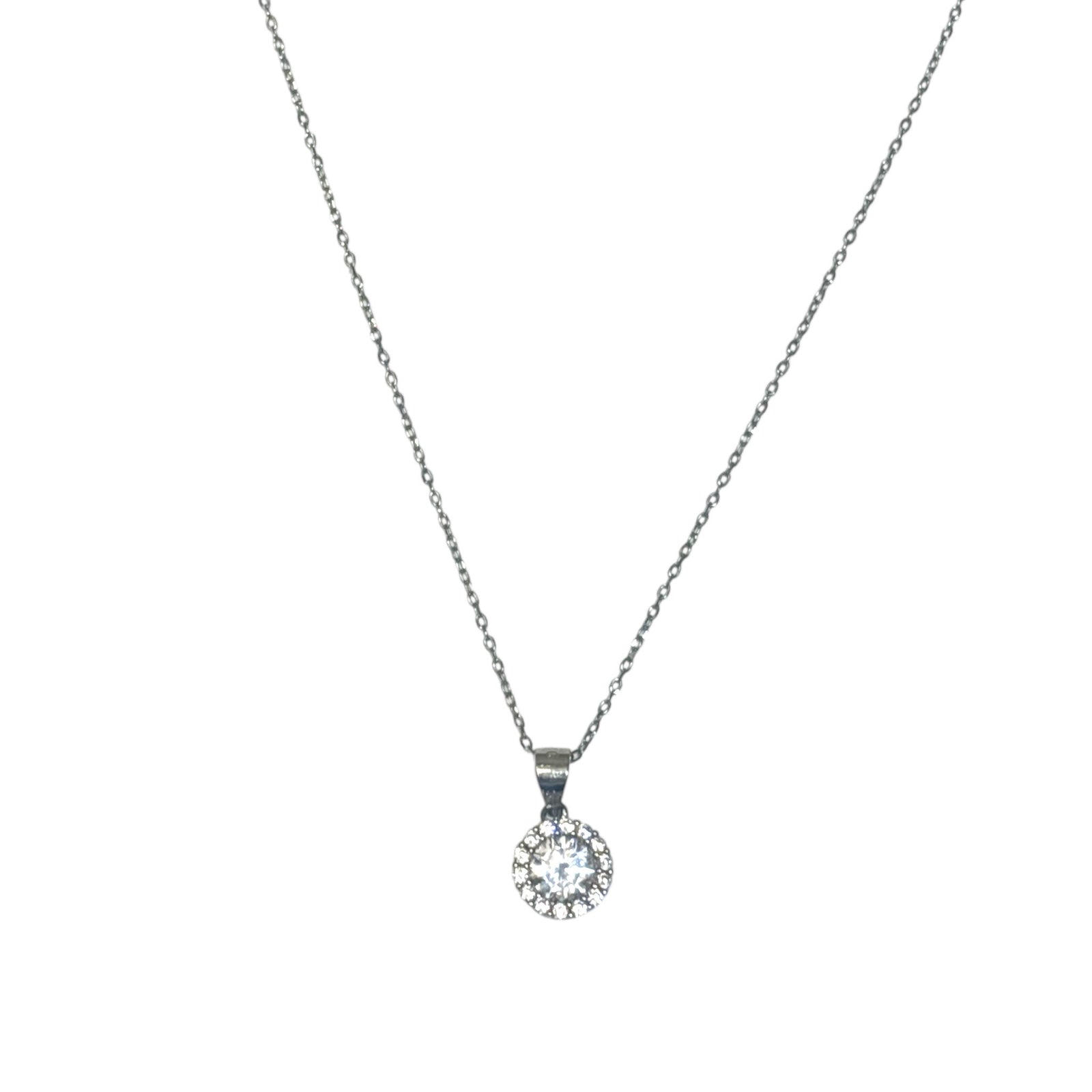 Circle Cz charm  Necklace