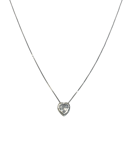 Big Bezel Heart Cz necklace