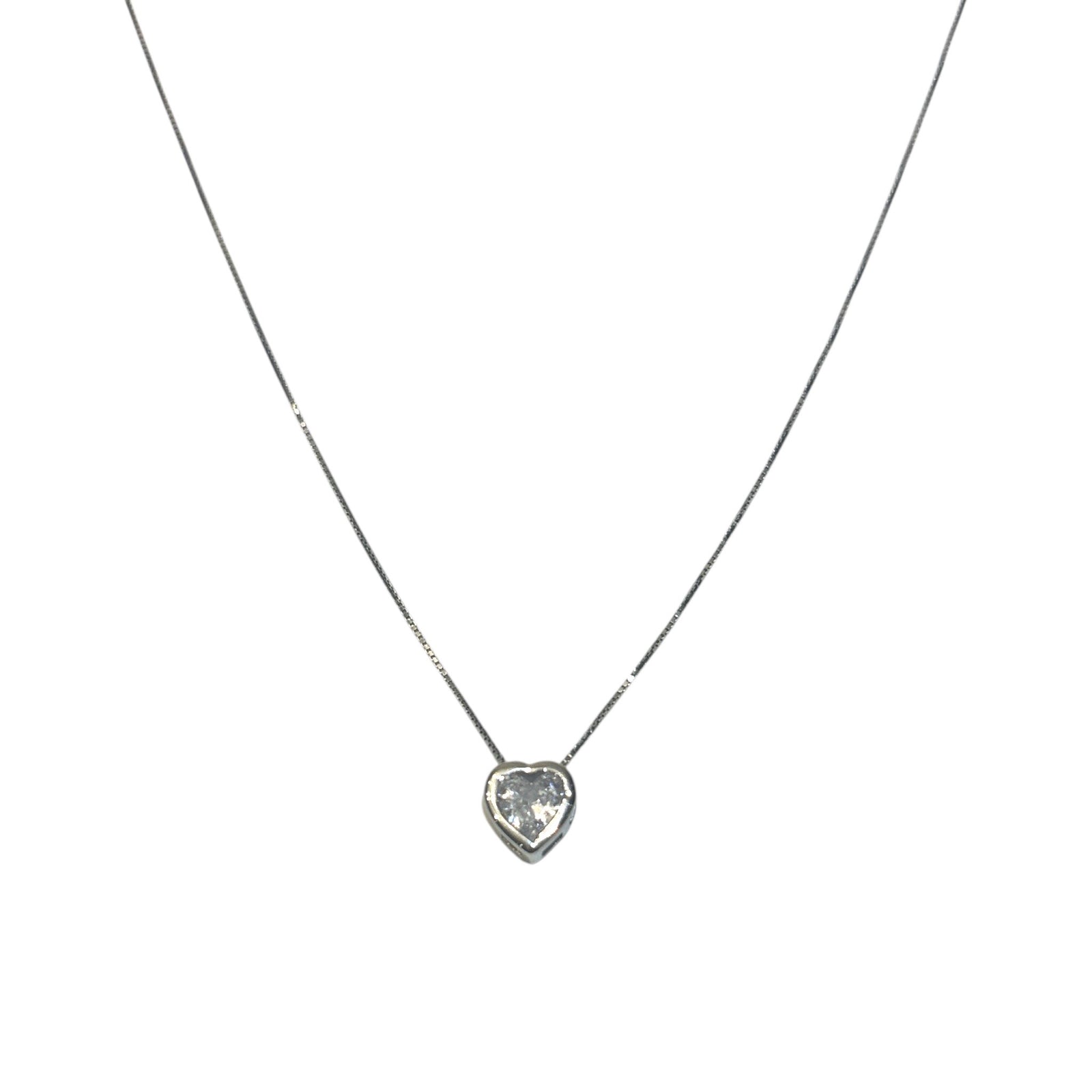 Big Bezel Heart Cz necklace