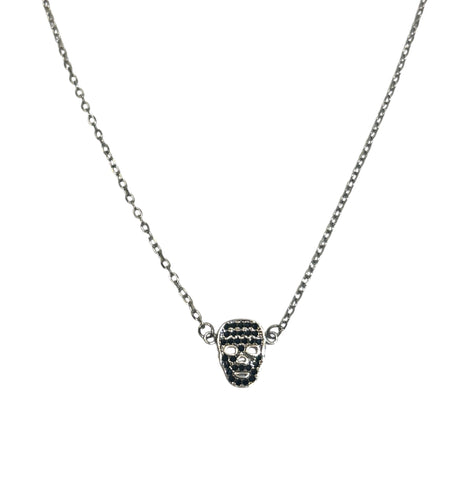 Skull Black CZ Necklace