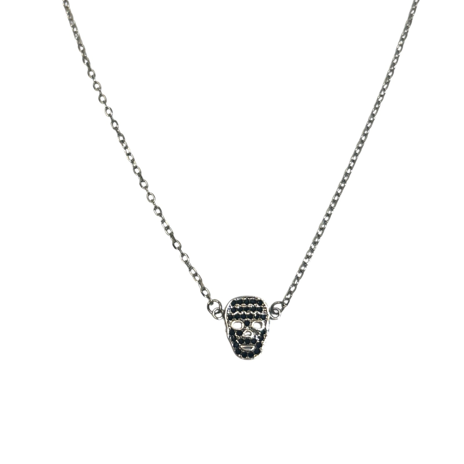 Skull Black CZ Necklace