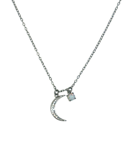 Moon and Opal Necklace