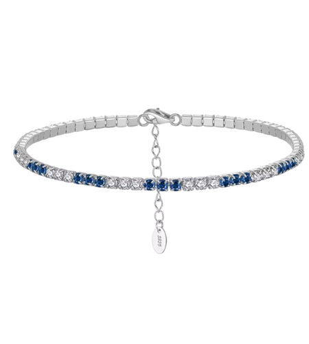 Blue and white thin tennis bracelet