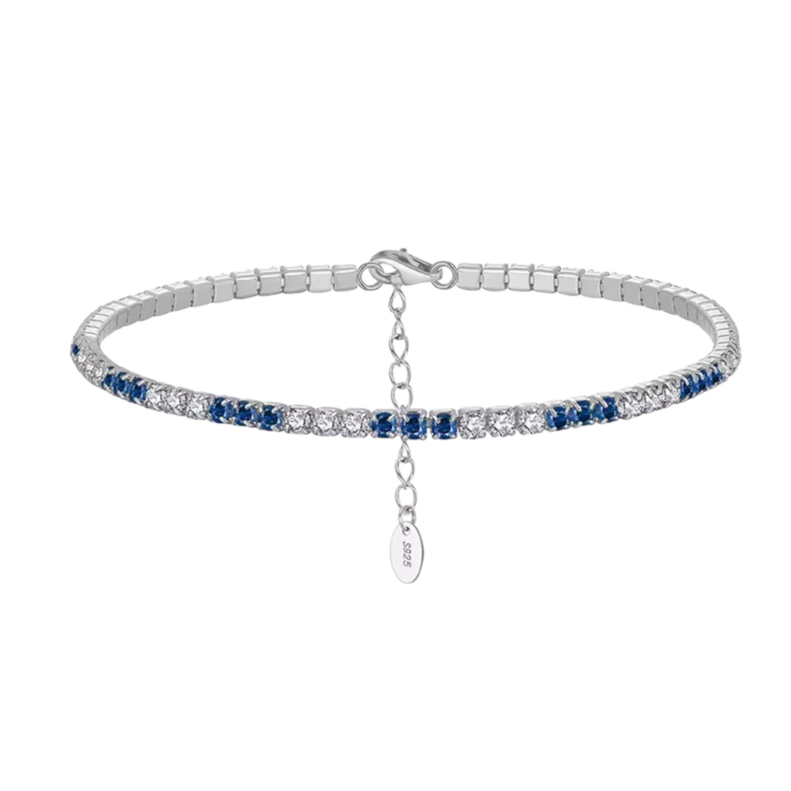 Blue and white thin tennis bracelet