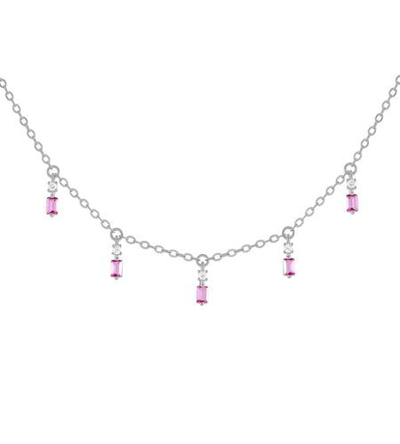 Baguette Point Dangle Choker Pink