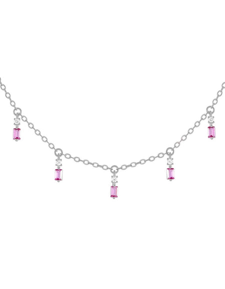 Baguette Point Dangle Choker Pink