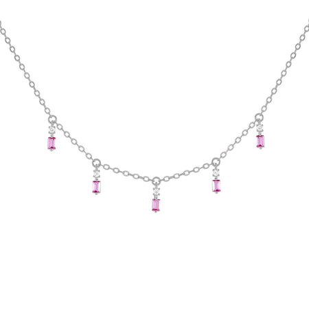 Baguette Point Dangle Choker Pink