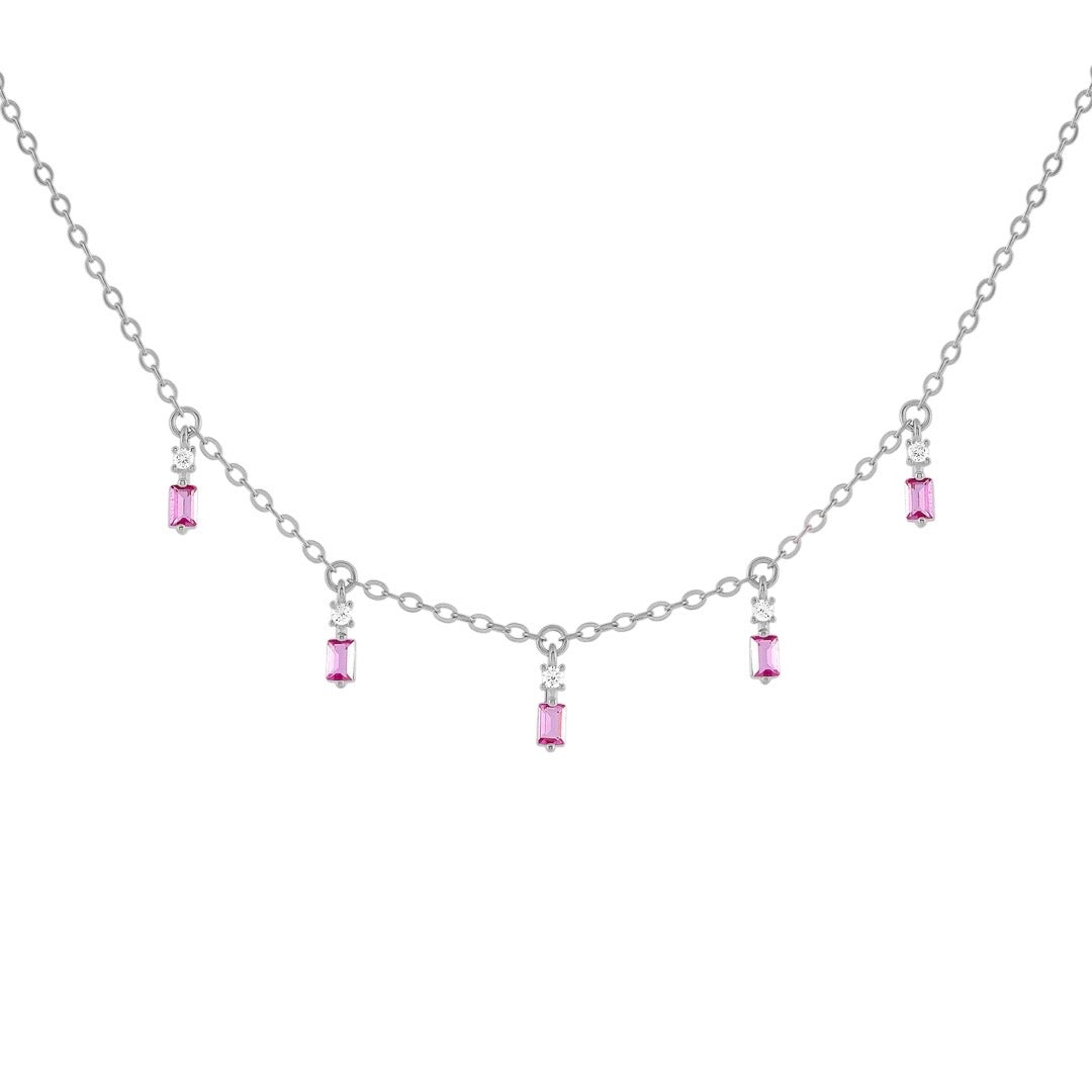 Baguette Point Dangle Choker Pink