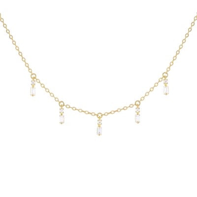 Baguette Point Dangle Choker White