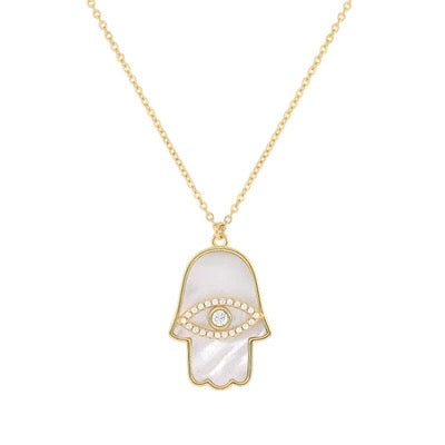 Hamsa Mother of pear Necklace